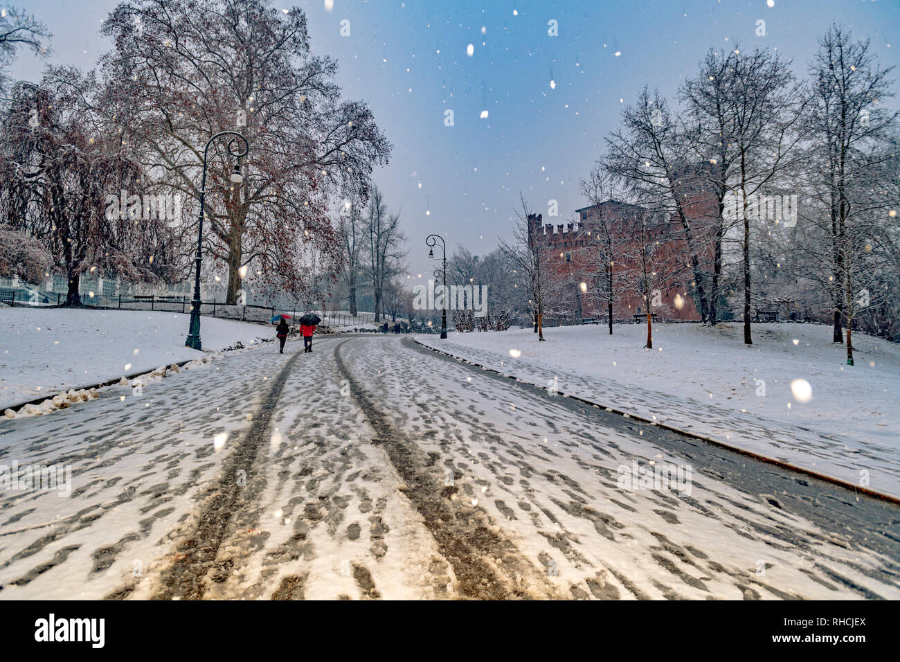 Turín, Italia. 2º de febrero de 2019. Turín Piamonte Valentino reconstrucción del pueblo medieval de crédito: Realmente fácil Star/Alamy Live News Foto de stock