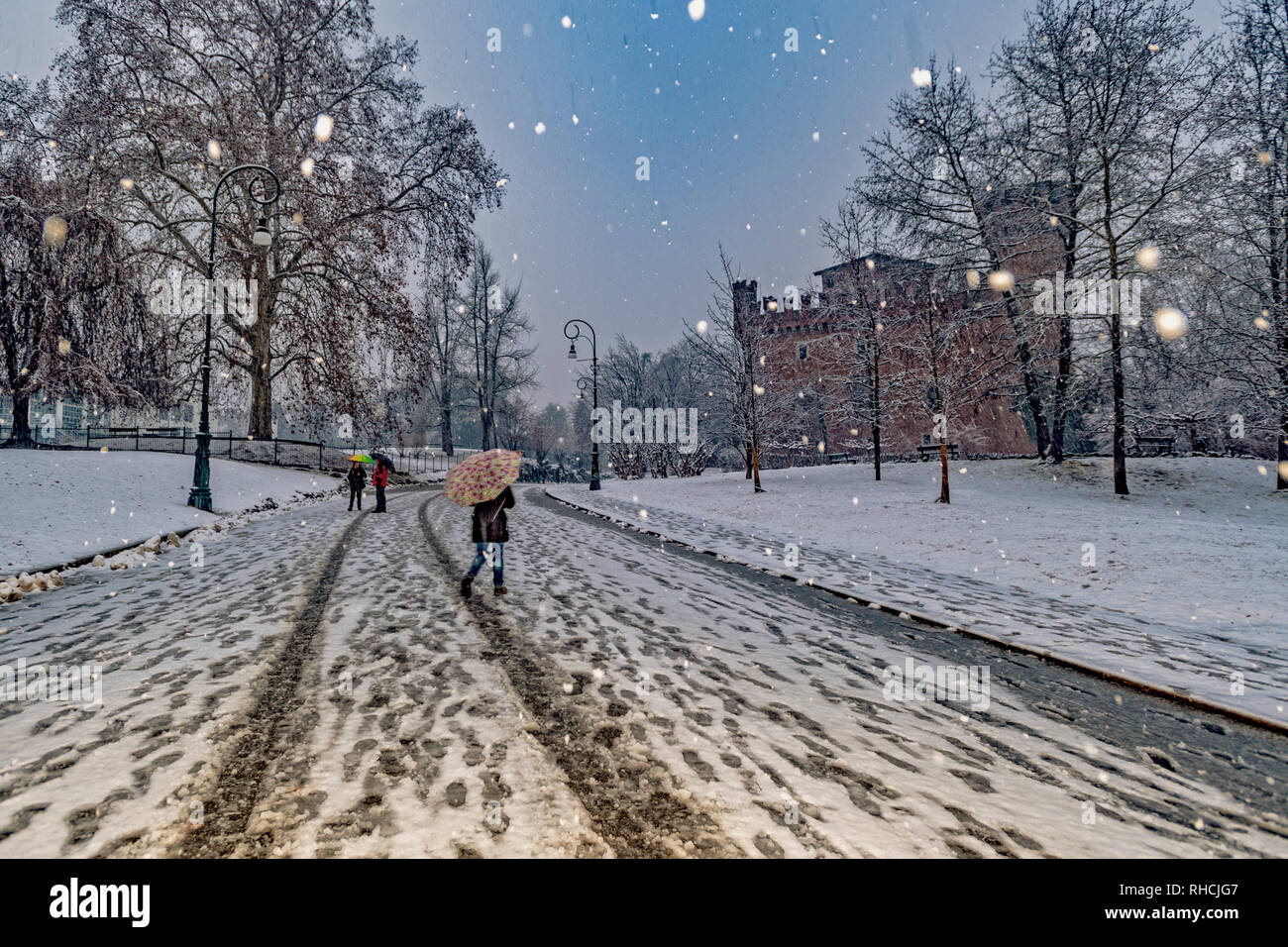 Turín, Italia. 2º de febrero de 2019. Turín Piamonte Valentino reconstrucción del pueblo medieval de crédito: Realmente fácil Star/Alamy Live News Foto de stock