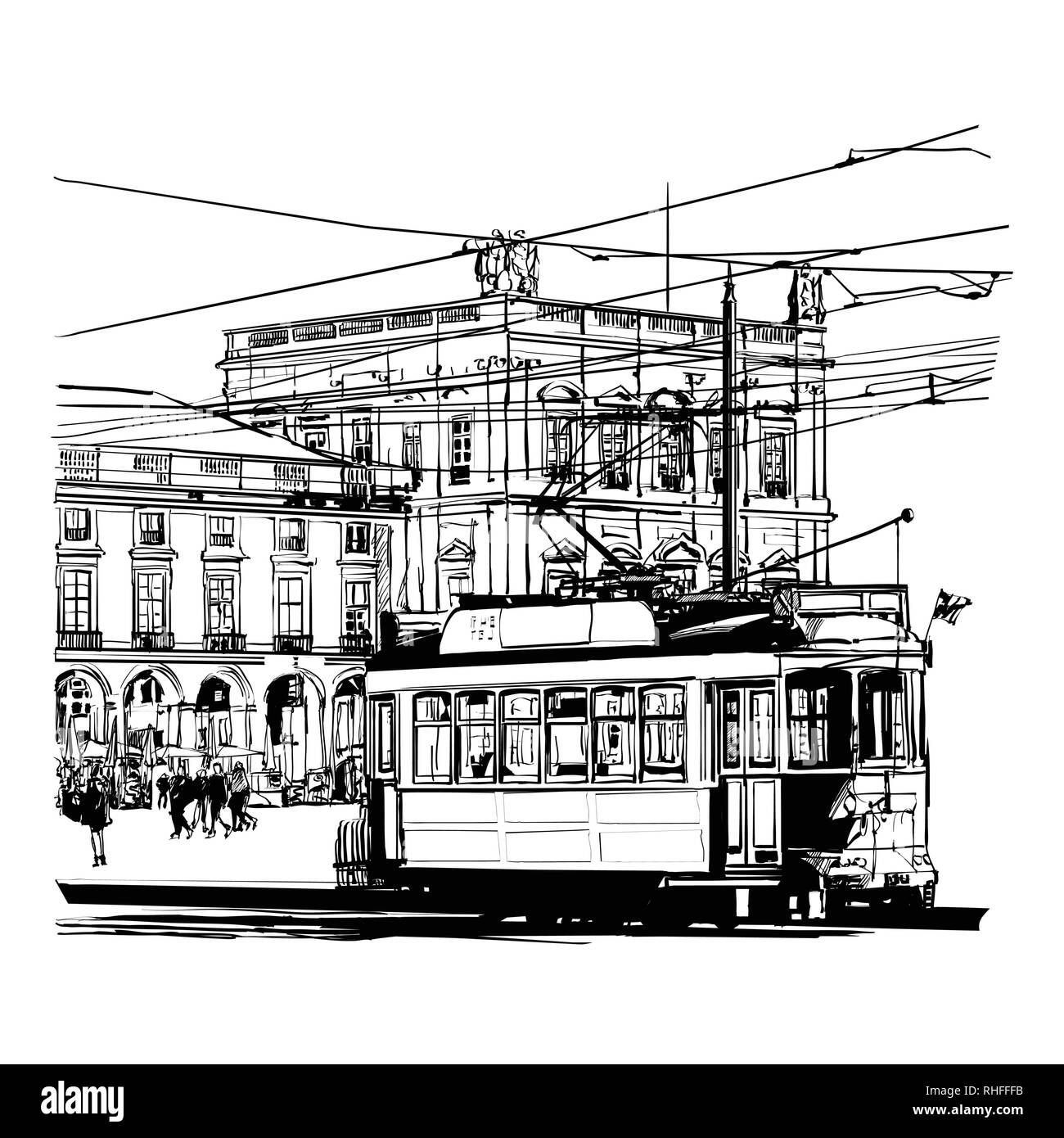 Lisboa, Portugal Praca do Commercio - ilustración vectorial Ilustración del Vector
