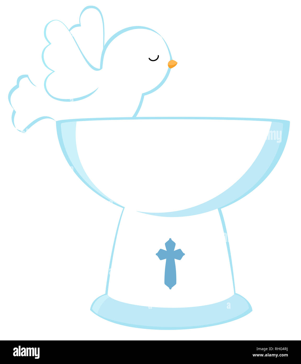 El bautismo del recién nacido Paz paloma pureza agua bendita ilustración Foto de stock