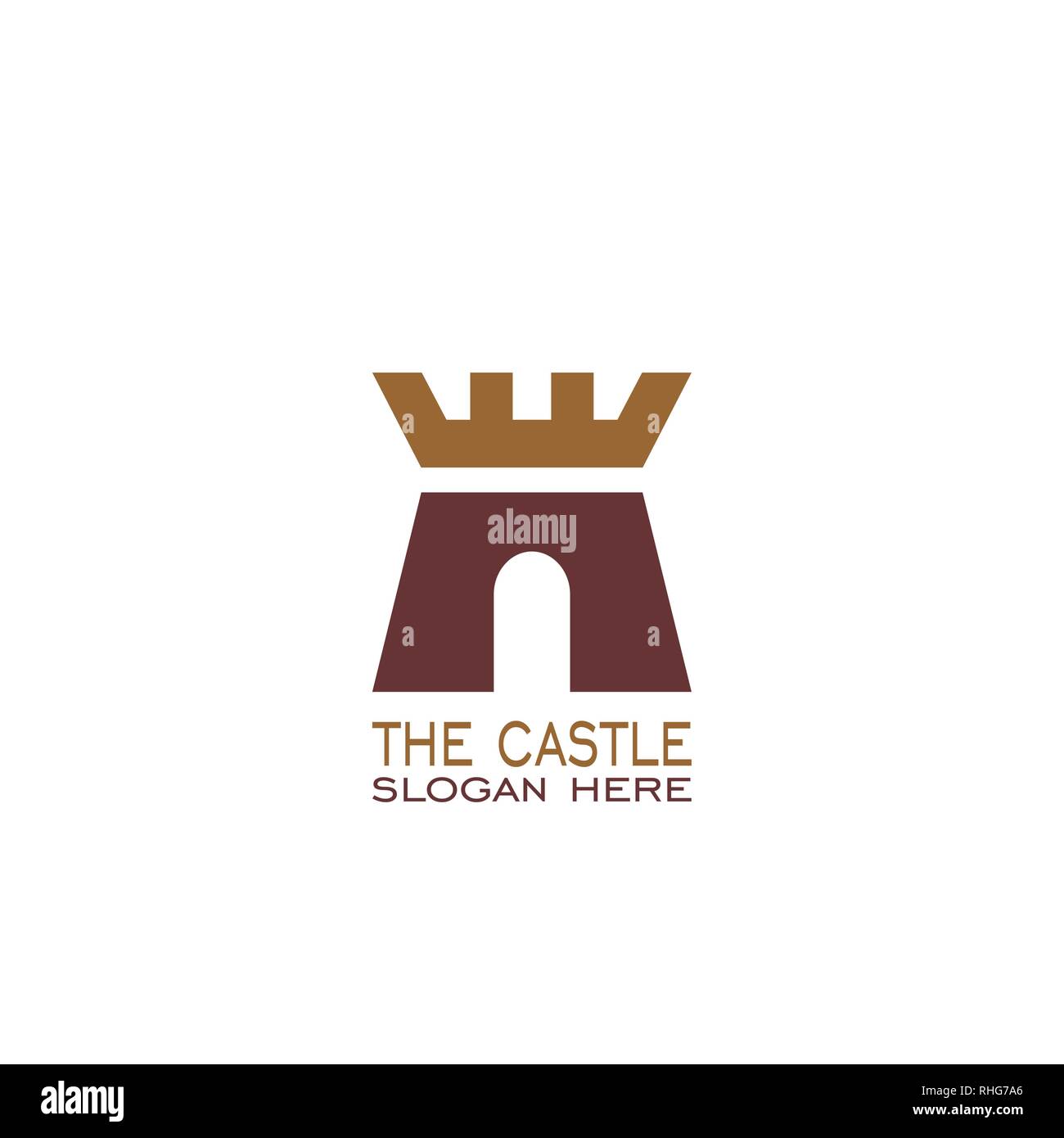 Castillo logotipo gráfico plantilla. Ilustración del Vector