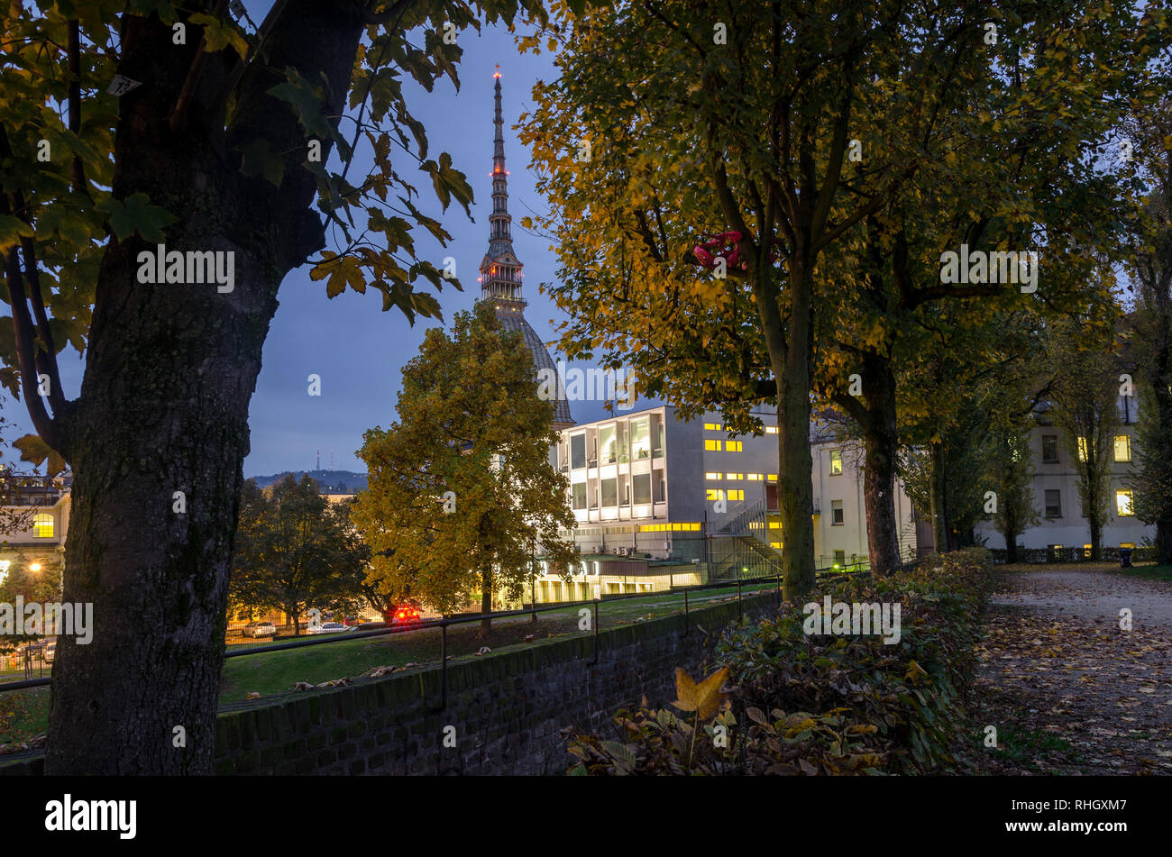 La Mole Antonelliana de Turín vista desde los jardines reales1 Foto de stock
