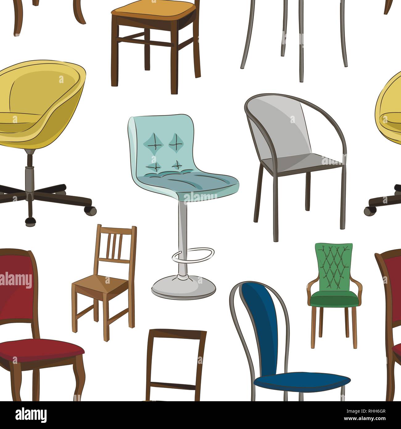 Juego de sillones y sillas y mesas patrón. La arquitectura de diseño de  interiores y mobiliario de oficina en casa. Aislado en blanco, vector  Imagen Vector de stock - Alamy