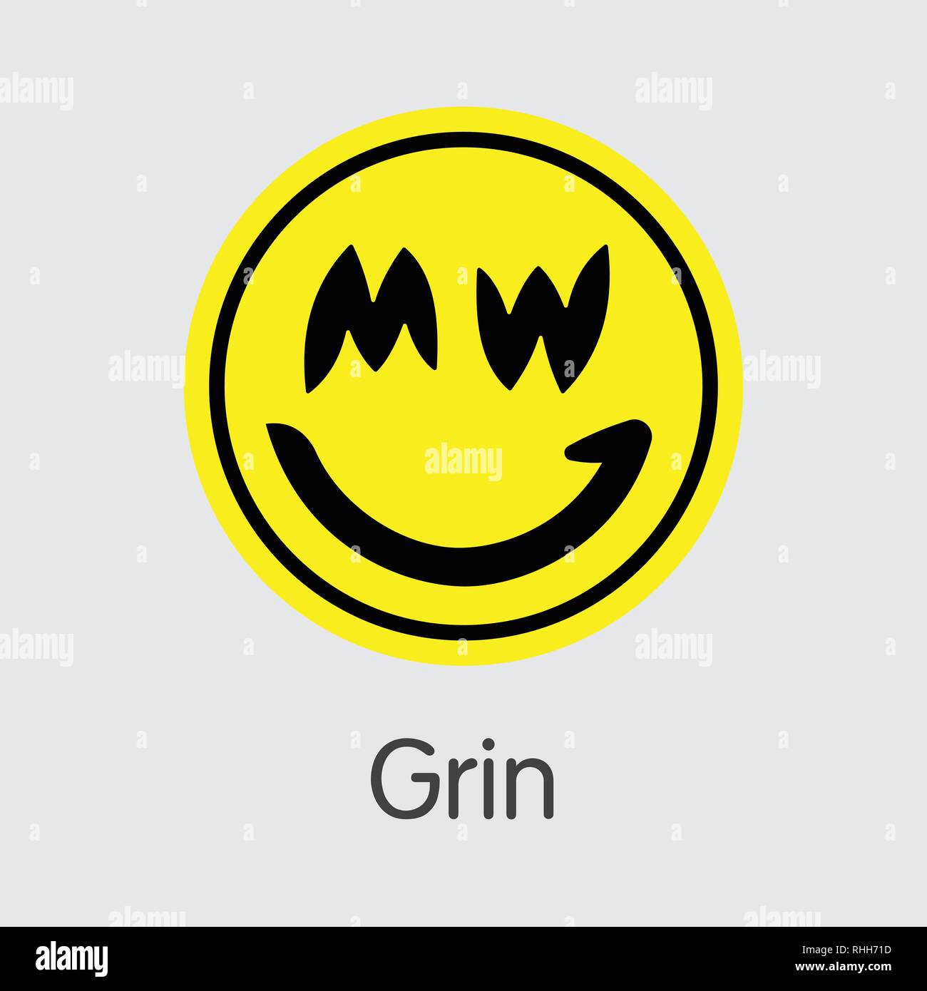 GRIN - Grin. El mercado de moneda o logotipo emblema de mercado. Ilustración del Vector
