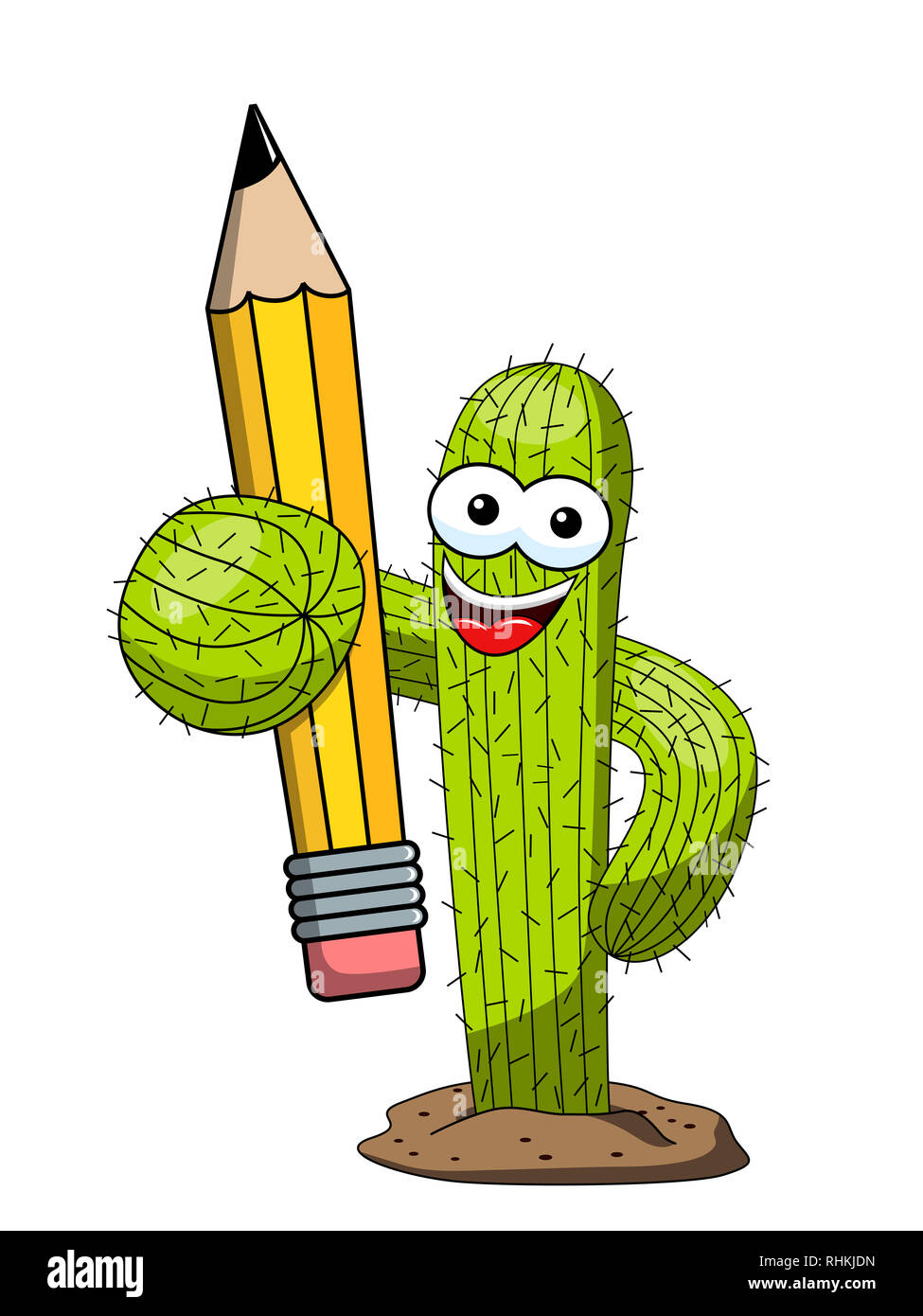 Cactus curioso personaje de dibujos animados de vectores creatividad  educación lápiz aislado en blanco Fotografía de stock - Alamy