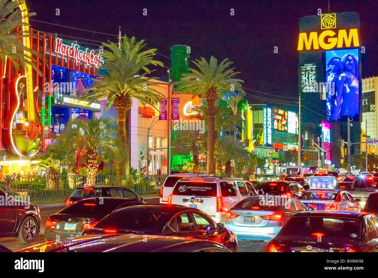 Las Vegas, Nevada, EE.UU. - 15 de septiembre de 2018: Calle Principal de  Las Vegas Strip, en la noche del tiempo Fotografía de stock - Alamy