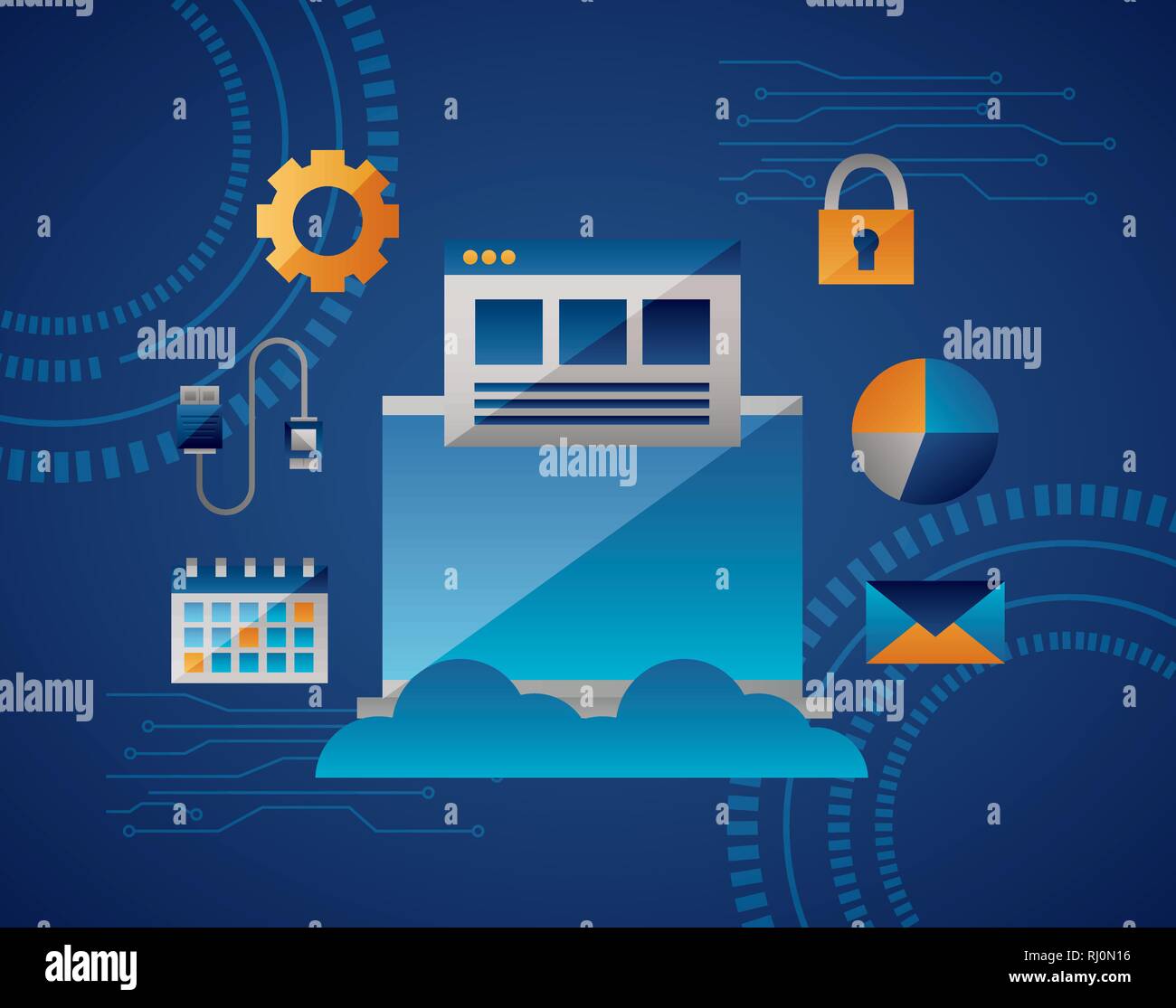 Concepto de cloud computing Ilustración del Vector