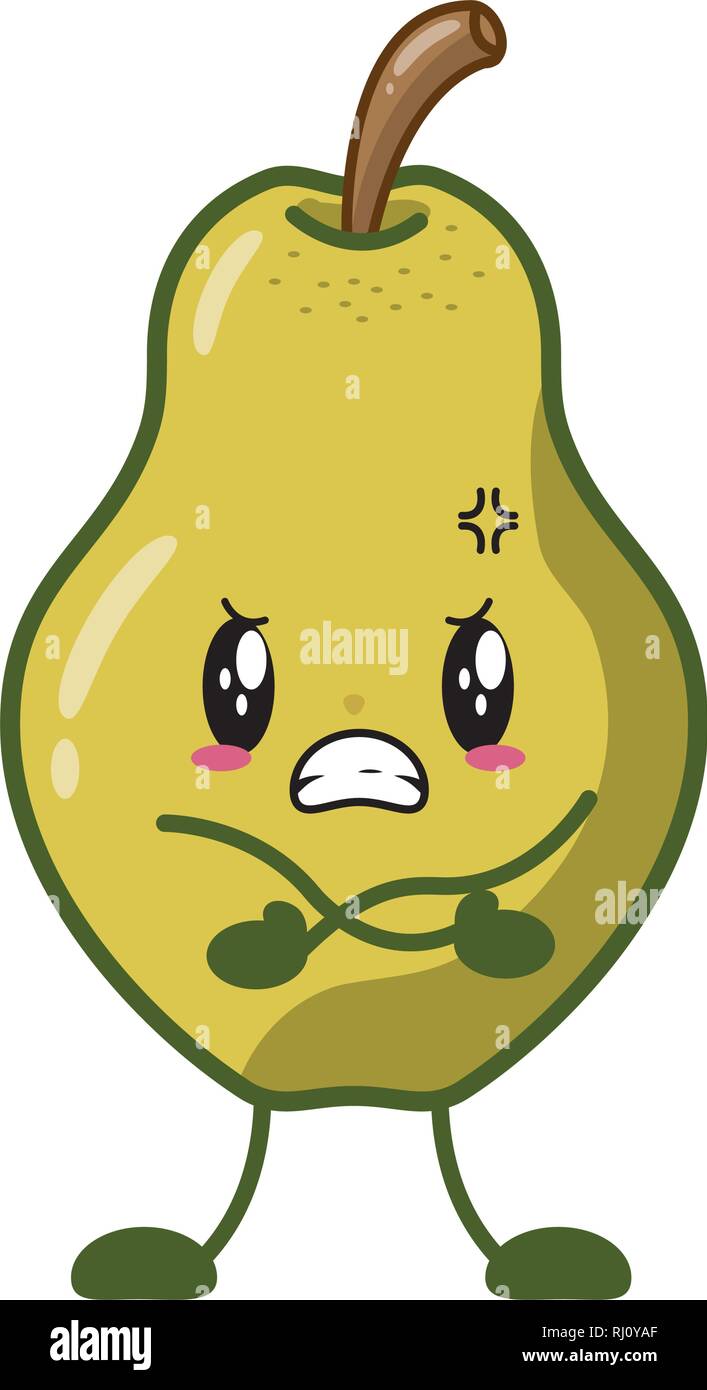 Pera Kawaii Personaje De Dibujos Animados Imagen Vector De Stock Alamy