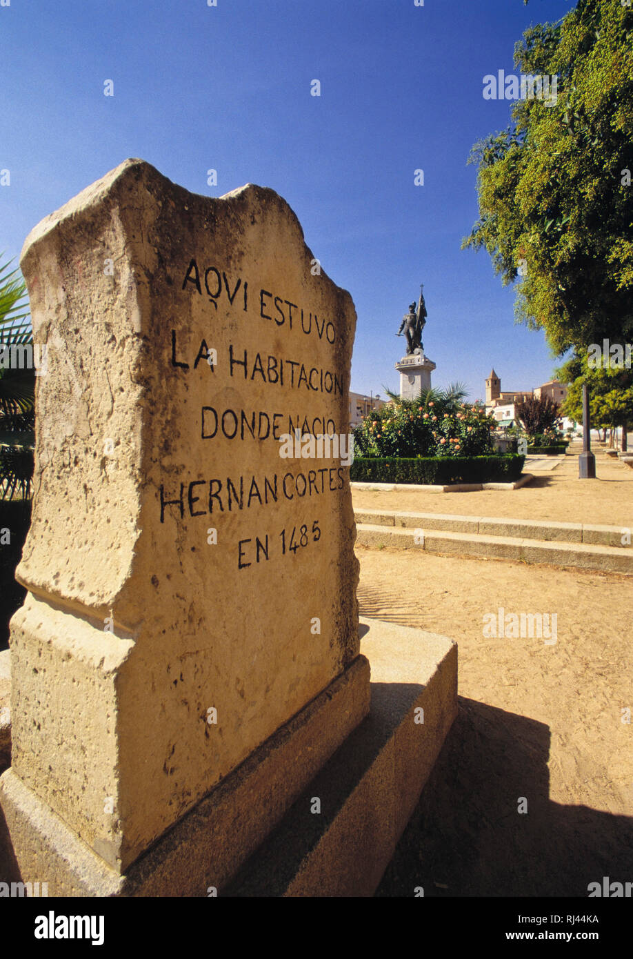 Cuna de Hernán Cortés, Medellín, España Foto de stock