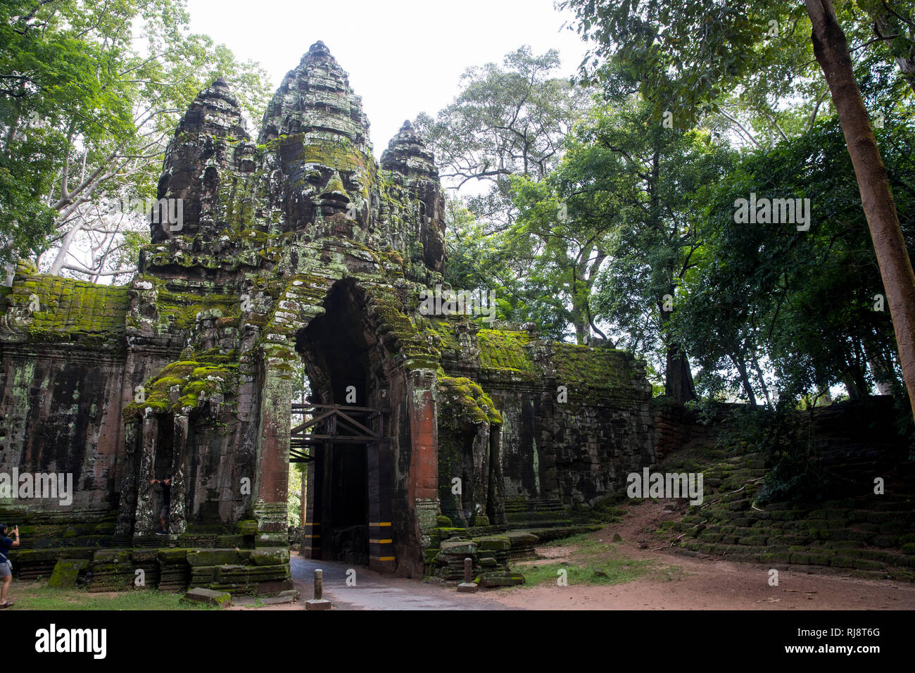 Siem Reap Angkor, ein Tor von Angkor Thom, die Stadt ehemalige damals die Größe von Manhattan hatte, heute eine touristische Sehenswürdigkeit Foto de stock