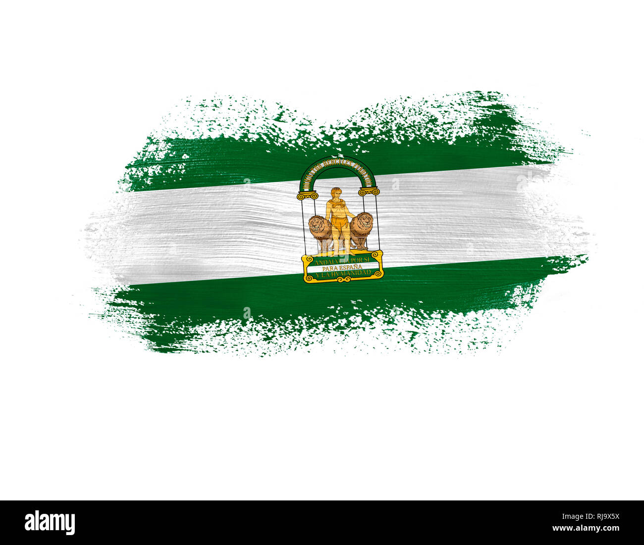 Pincel Bandera de Andalucía aislado sobre fondo blanco Fotografía de stock  - Alamy