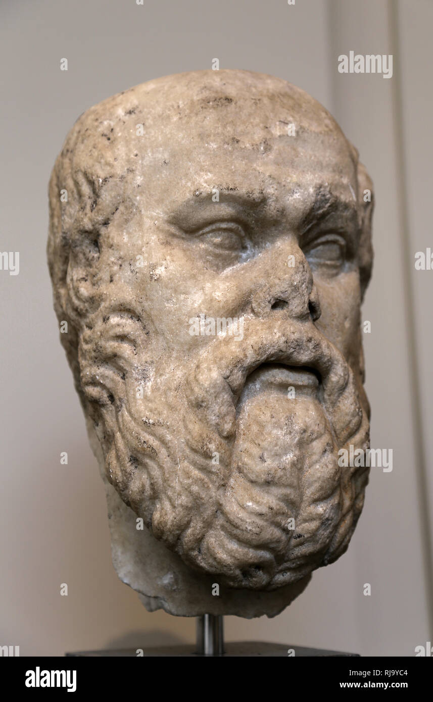 Sócrates (470-399BC). Filósofo griego. 1ª-2ª ciento. Copia romana del bronce griego attribituted a Lysippos. El Met, NY, EE.UU.. Foto de stock