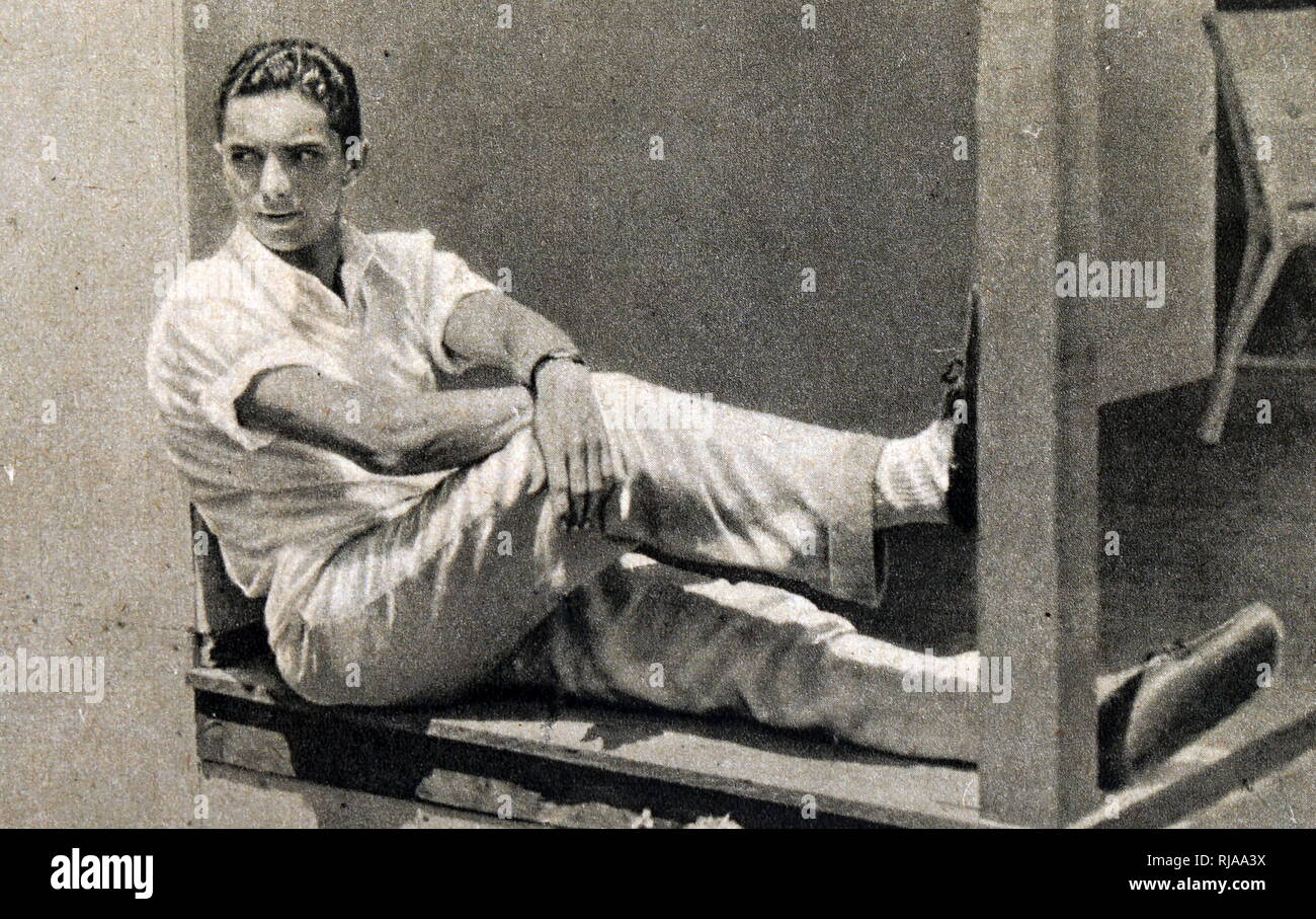 Una fotografía de Bill Carr (1906-1966) fue un favorito de los 400 m de oro en los Juegos Olímpicos de Verano de 1932. Carr tuvo la victoria por 46.2 segundos hablando de oro y estableciendo un nuevo récord mundial. Fecha Siglo XX Foto de stock