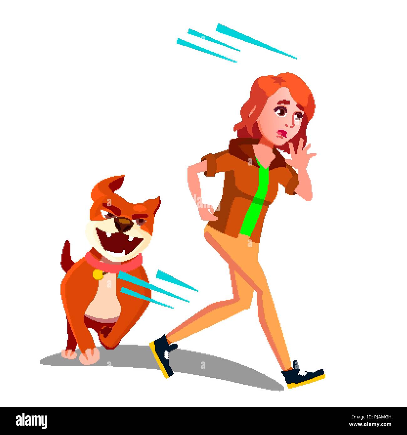 Asustada Nina Huye Del Vector De Perro Ilustracion Aislada Imagen Vector De Stock Alamy