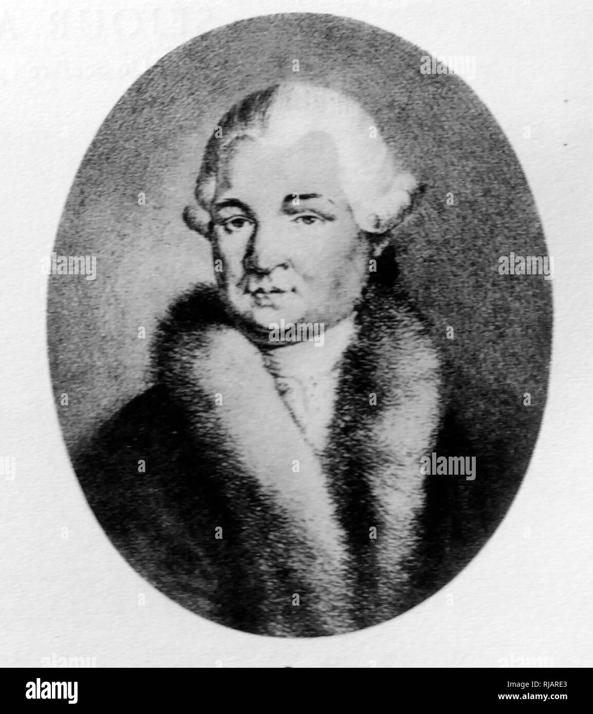 Retrato de Anton Schweitzer (1735 - 1787), un compositor alemán de óperas, quien estaba afiliada con Abel Seyler la compañía teatral. Foto de stock