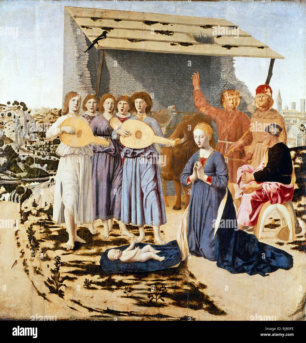 Piero della Francesca (fallecido en 1492): La Natividad. La pintura entre 1470 y 1475. óleo sobre panel de álamo Foto de stock