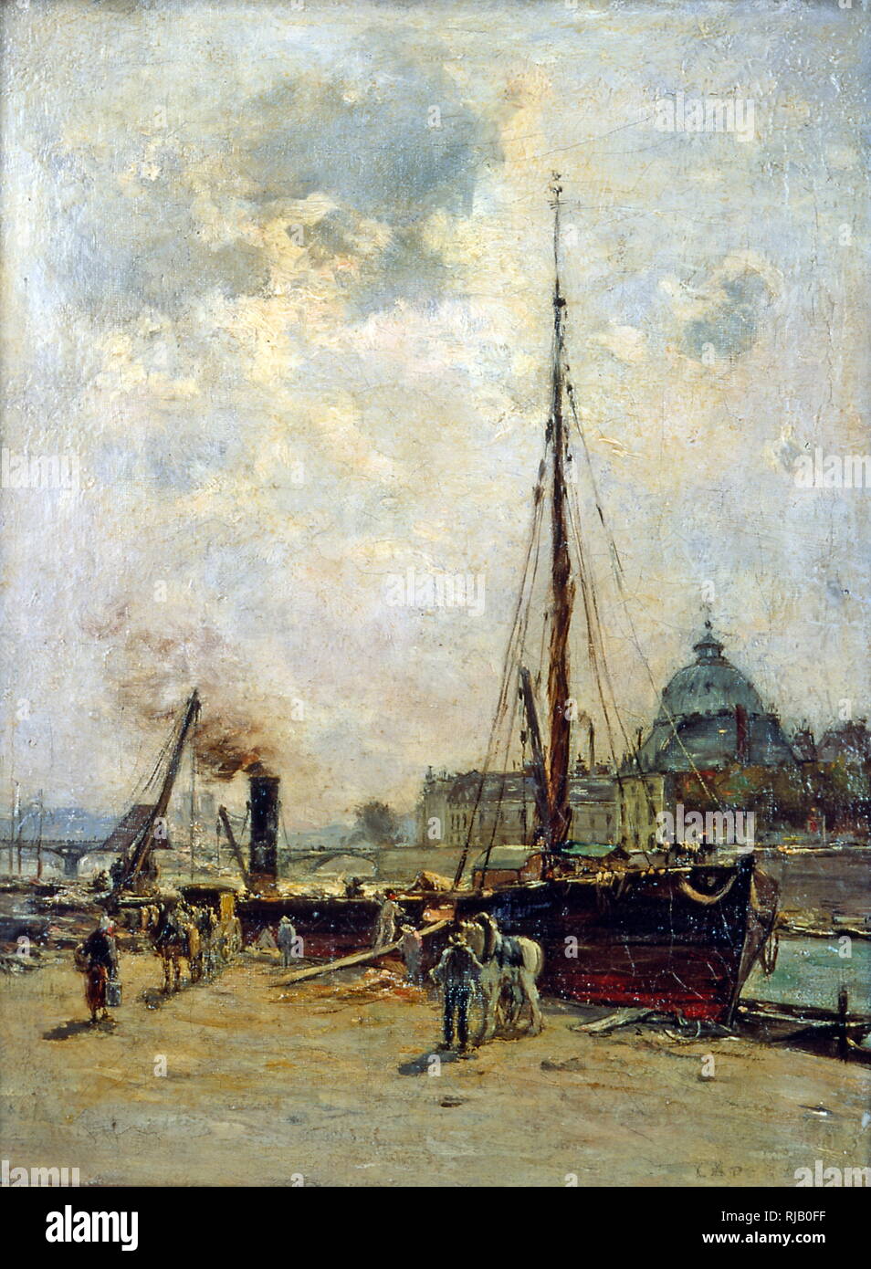 Vista del Instituto" óleo sobre lienzo, por Charles Lapostolet (1824-1890) artista francés. Foto de stock