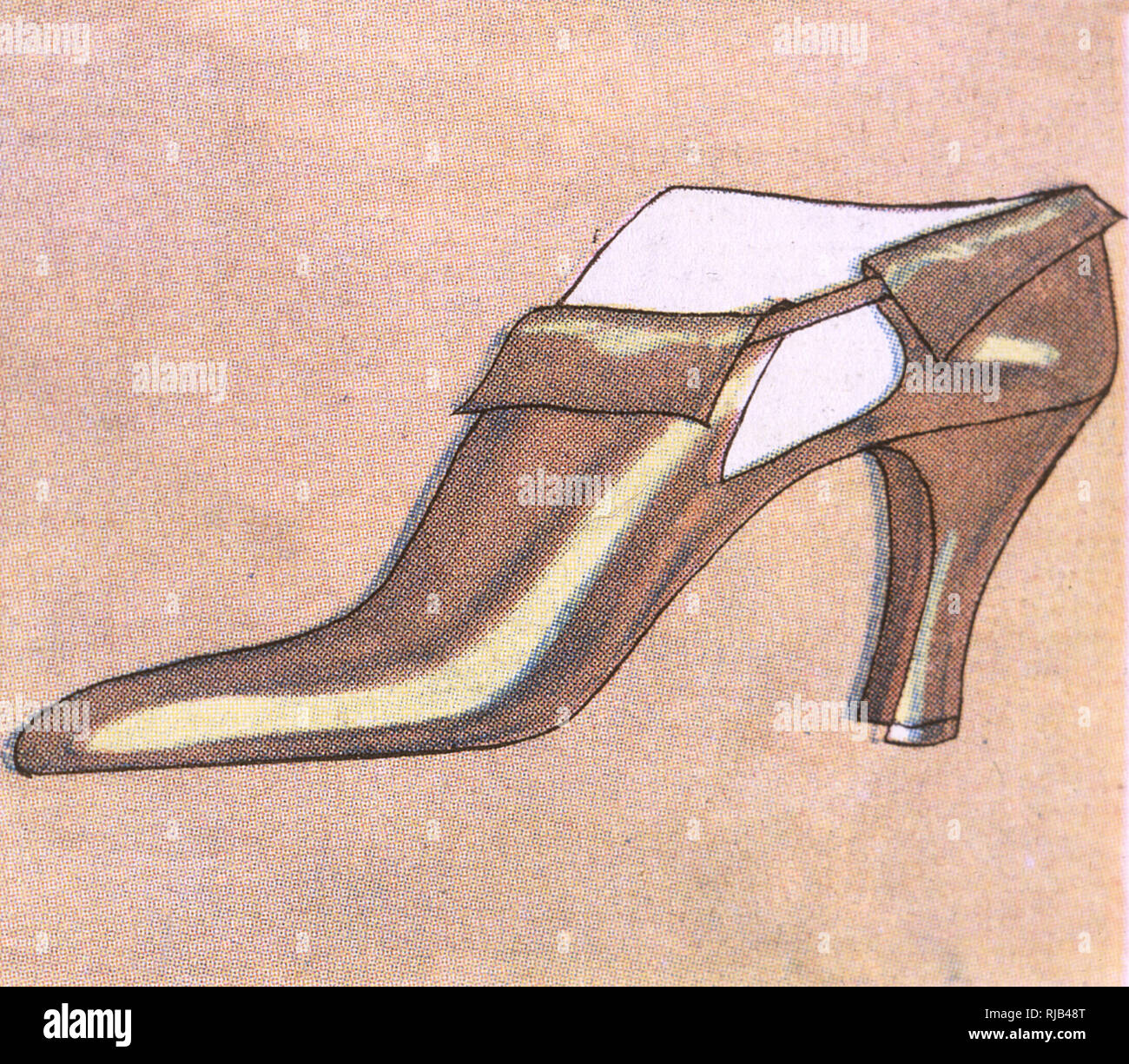 Brown zapato de mujer con tacón alto, lado abierto, alto empeine y  posterior que se pliega en un estilo similar a los zapatos de la tarde  C17th Fotografía de stock - Alamy