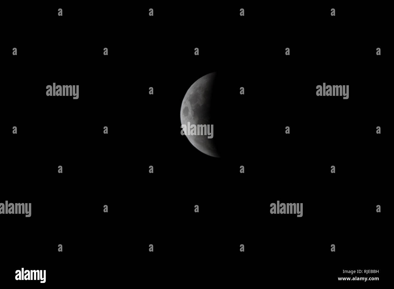 La transición del eclipse lunar del 21 de enero de Foto de stock