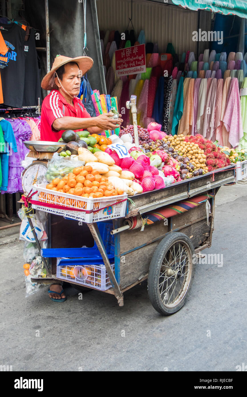 Carro móvil de fruta tailandesa Foto de stock 663779986