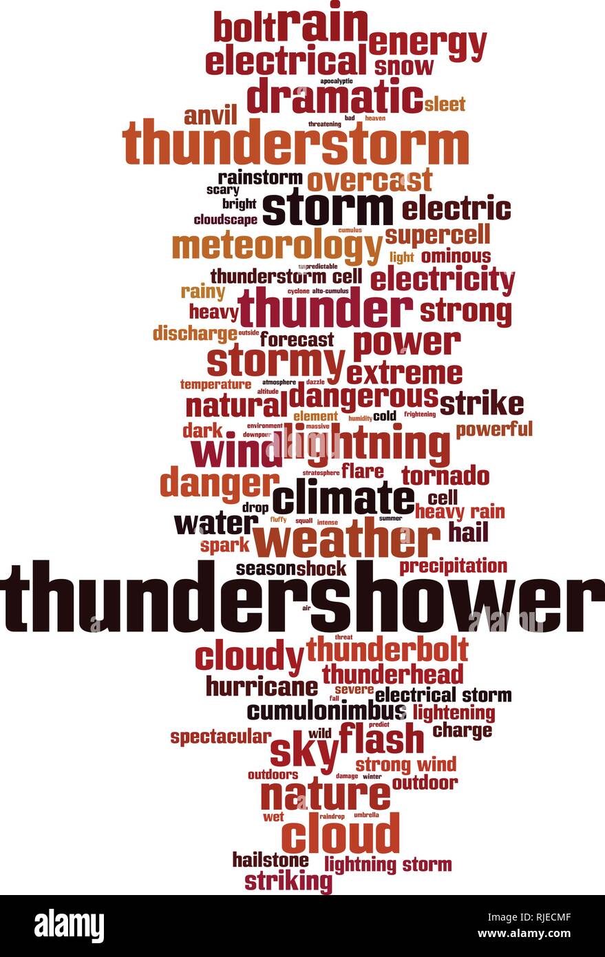 Palabra nube Thundershower concepto. Ilustración vectorial Ilustración del Vector