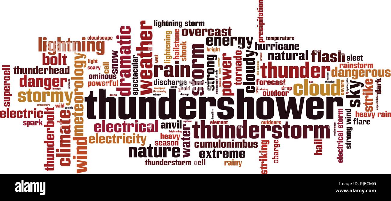 Palabra nube Thundershower concepto. Ilustración vectorial Ilustración del Vector
