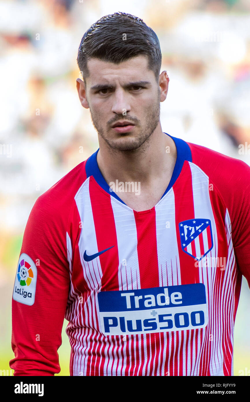 SEVILLA, 03-02-2019. Primera División de la Liga española. LaLiga. Estadio  Benito Villamarin. Álvaro Morata (Atlético de Madrid) durante el juego Real  Betis, Atlético de Madrid Fotografía de stock - Alamy