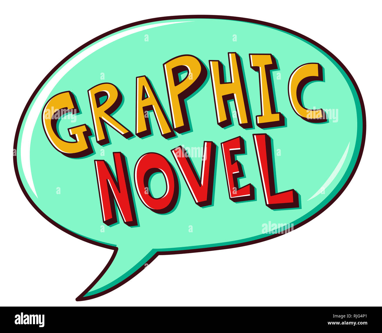 Ilustración de la novela gráfica de diseño de letras dentro de un discurso de burbuja Foto de stock