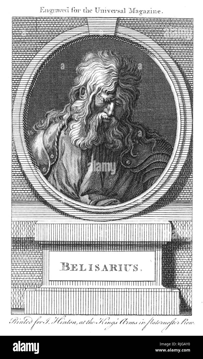 BELISARIUS (c 500-565) Imperio Bizantino, oficial del ejército como un mendigo ciego en un grabado del siglo XVIII Foto de stock