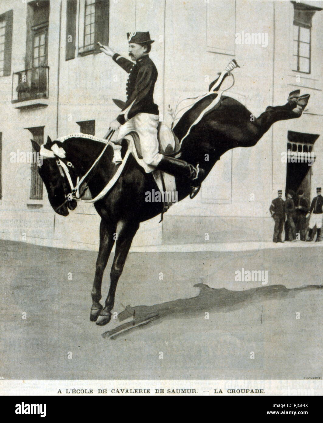 La Escuela de Caballería (Ecole de cavalerie); establecimiento de formación militar francesa en Saumur. 1902 Foto de stock