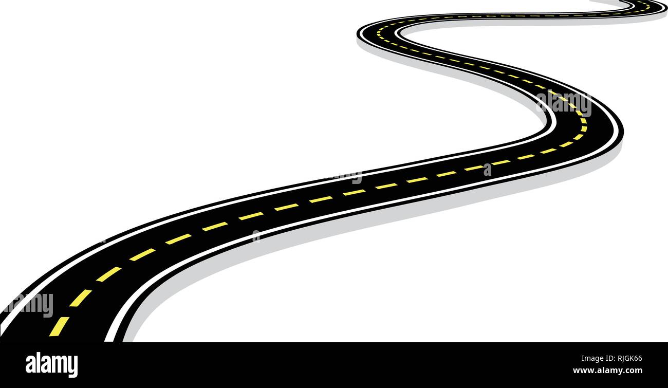 Salir de la autopista, carretera con curvas con las marcas. Vector 3D ilustración en blanco Ilustración del Vector