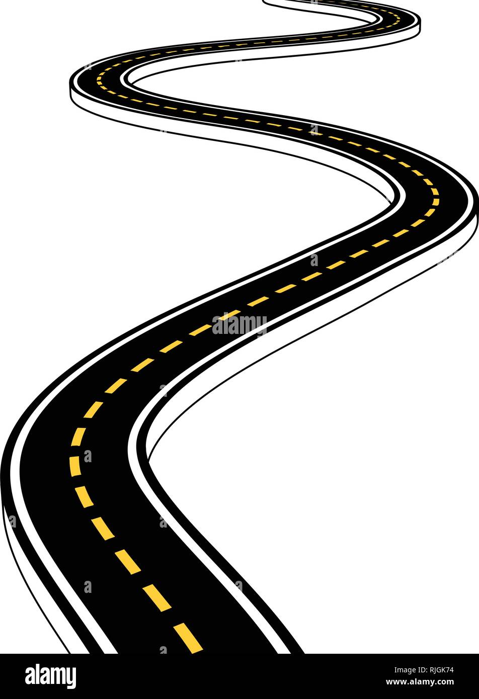 Salir de la autopista, carretera con curvas con las marcas. Vector 3D ilustración en blanco Ilustración del Vector