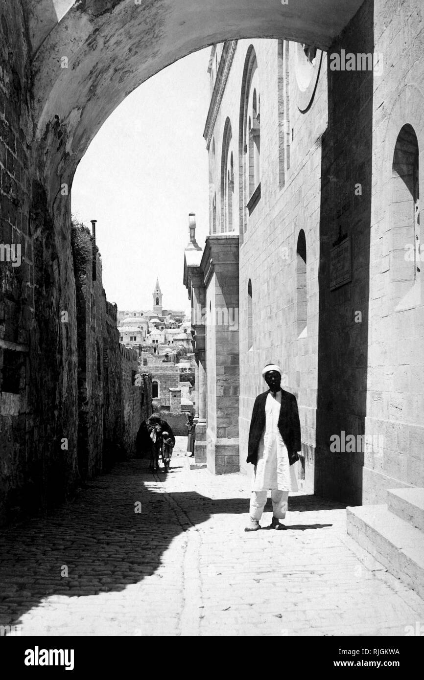 Vía Dolorosa, Jerusalén, Israel, 1910 Foto de stock
