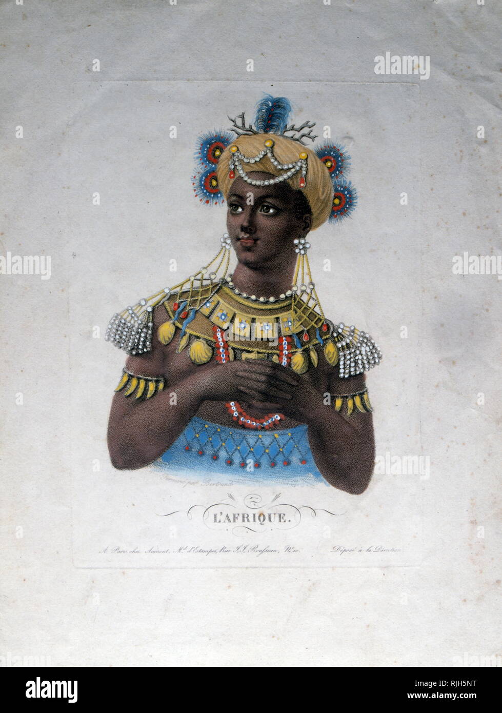 Ilustración en representación de África (Africa); francés 1870 Foto de stock
