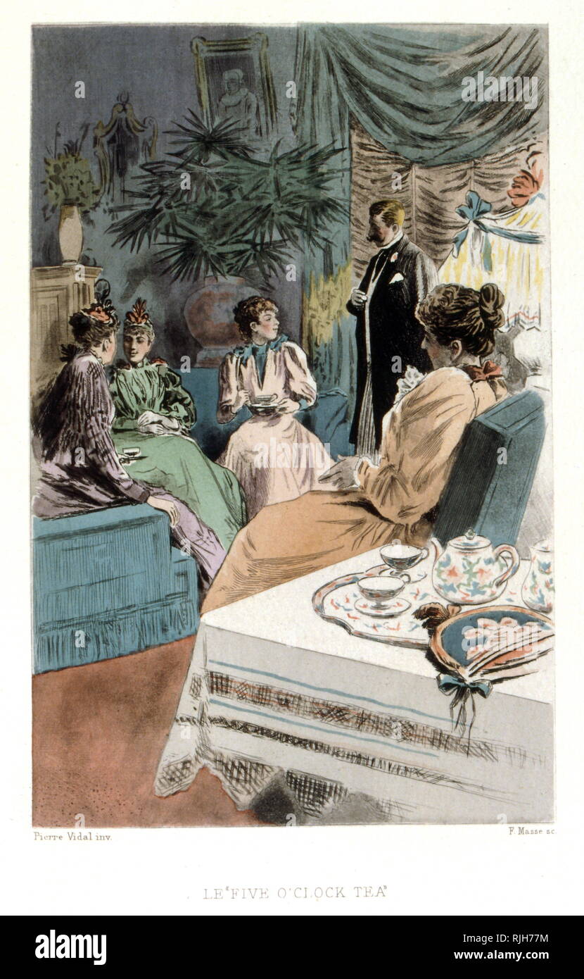 Ilustración por Pierre Vidal para "La Femme a Paris" de 1894. Octave Uzanne (14 de septiembre de 1851 - 31 de octubre de 1931), un francés del siglo xix bibliófilo, escritor, editor y periodista Foto de stock