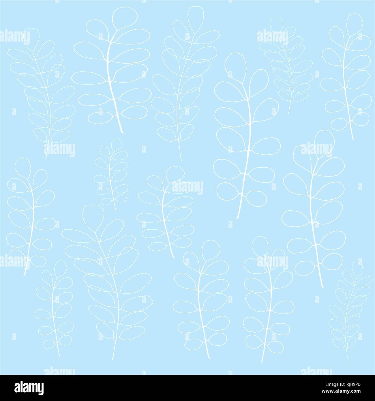 Dibujadas a mano las hojas de patrón de vectores de fondo color azul pastel  Imagen Vector de stock - Alamy