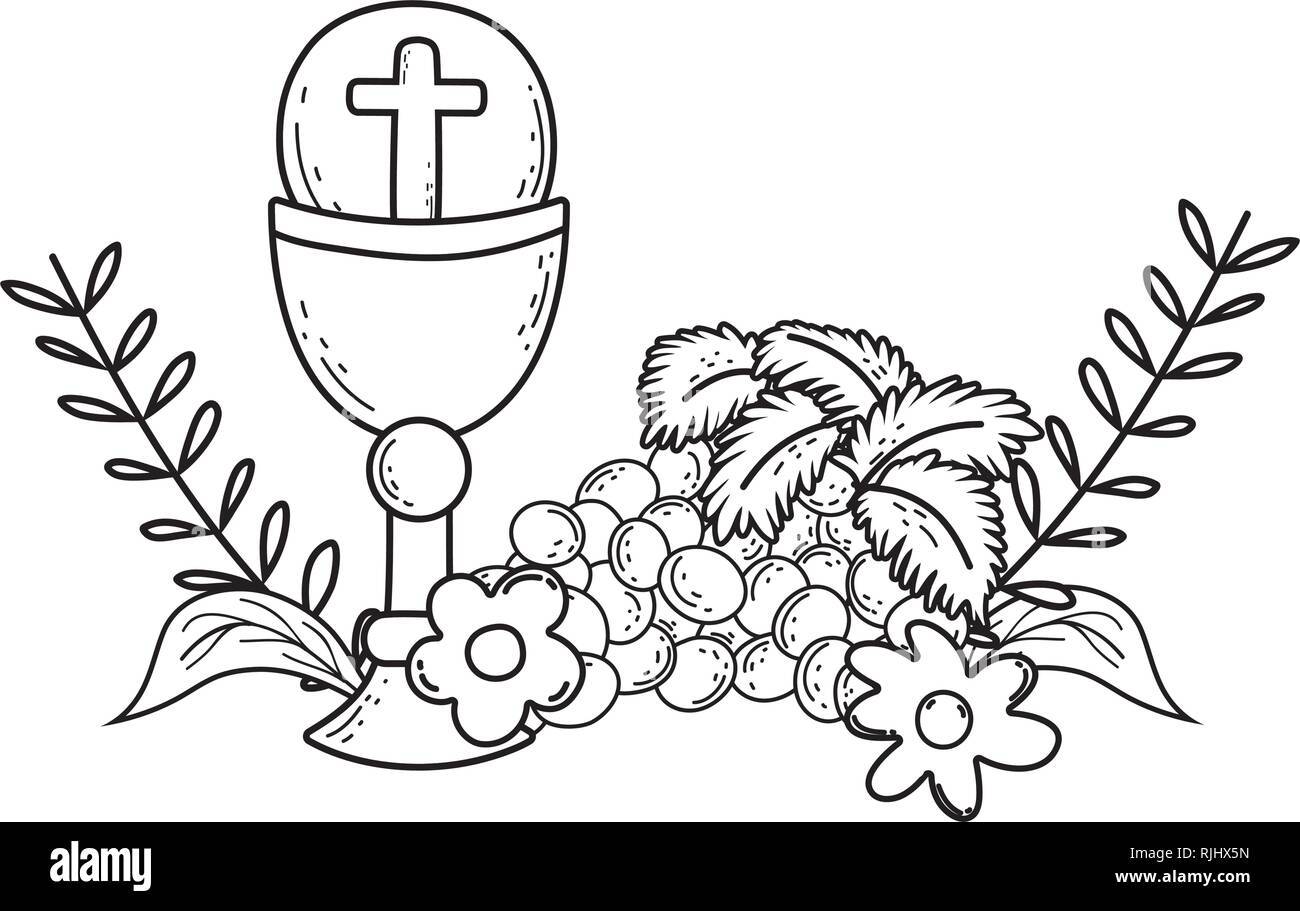 Cáliz Sagrado con uvas religiosos Imagen Vector de stock - Alamy