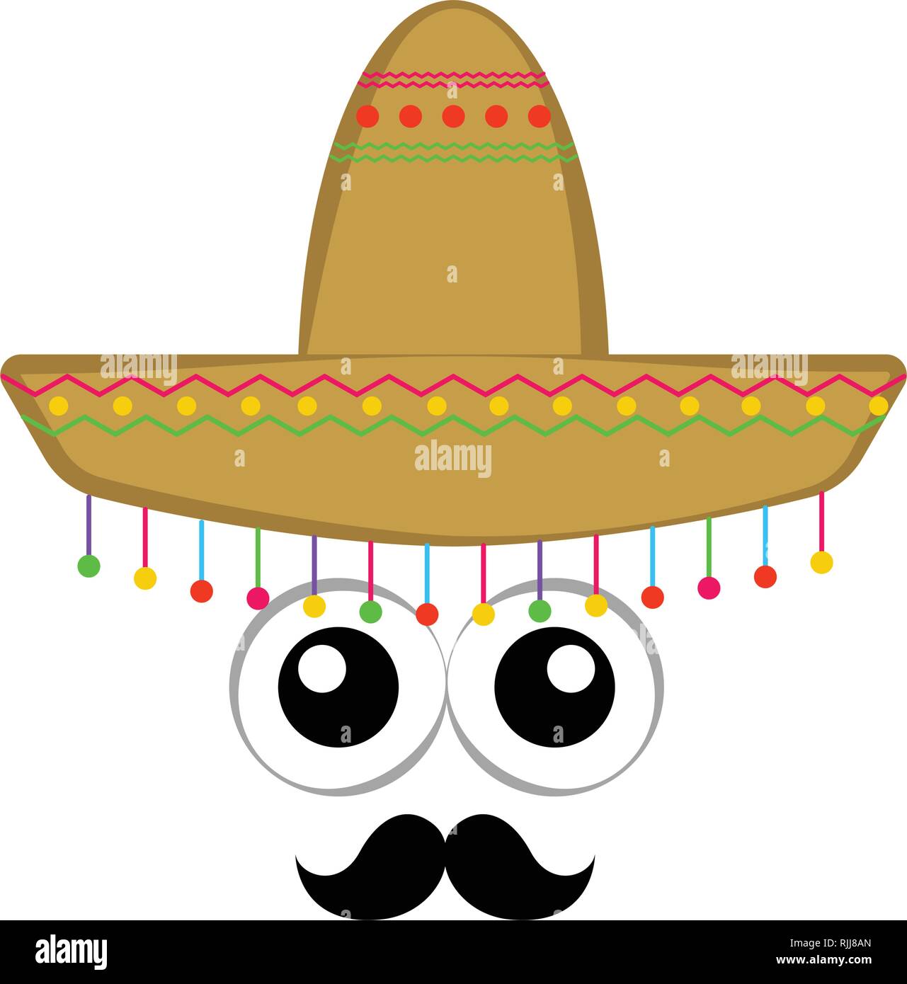 Tradicional Sombrero Mexicano con ojos de dibujos animados Imagen Vector de  stock - Alamy