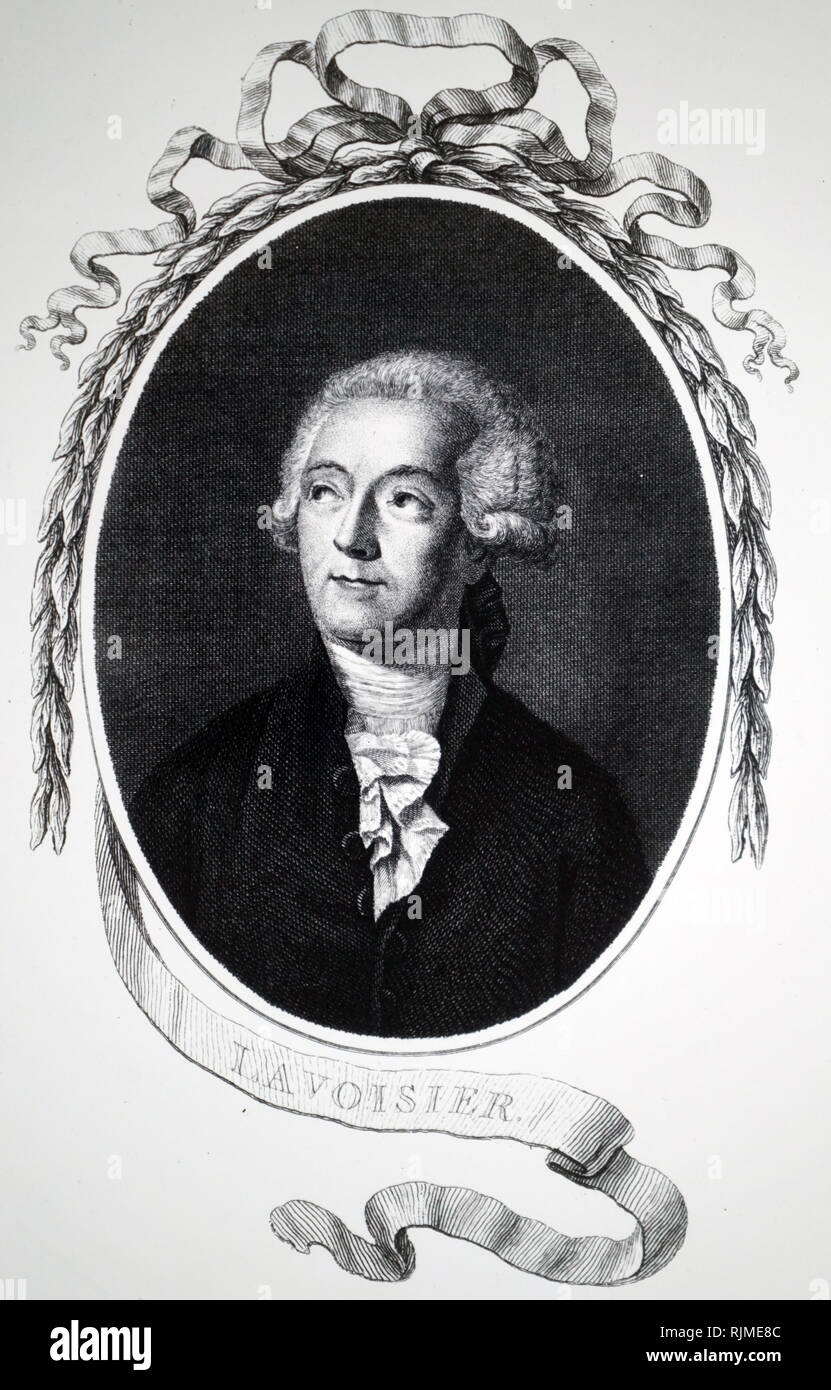 Ilustración mostrando Antoine-Laurent de Lavoisier (1743 - 1794), noble  francés y químico que fue central para la 18th-century revolución química y  que tuvo una gran influencia en la historia de la química