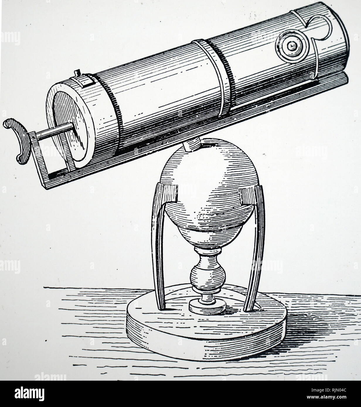 Dibujo del telescopio reflector utilizado por Isaac Newton (1642 - 1727),  científico británico Fotografía de stock - Alamy