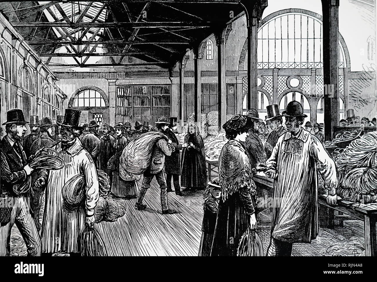 Ilustración que muestra la trenza hall, Luton 1878 Foto de stock