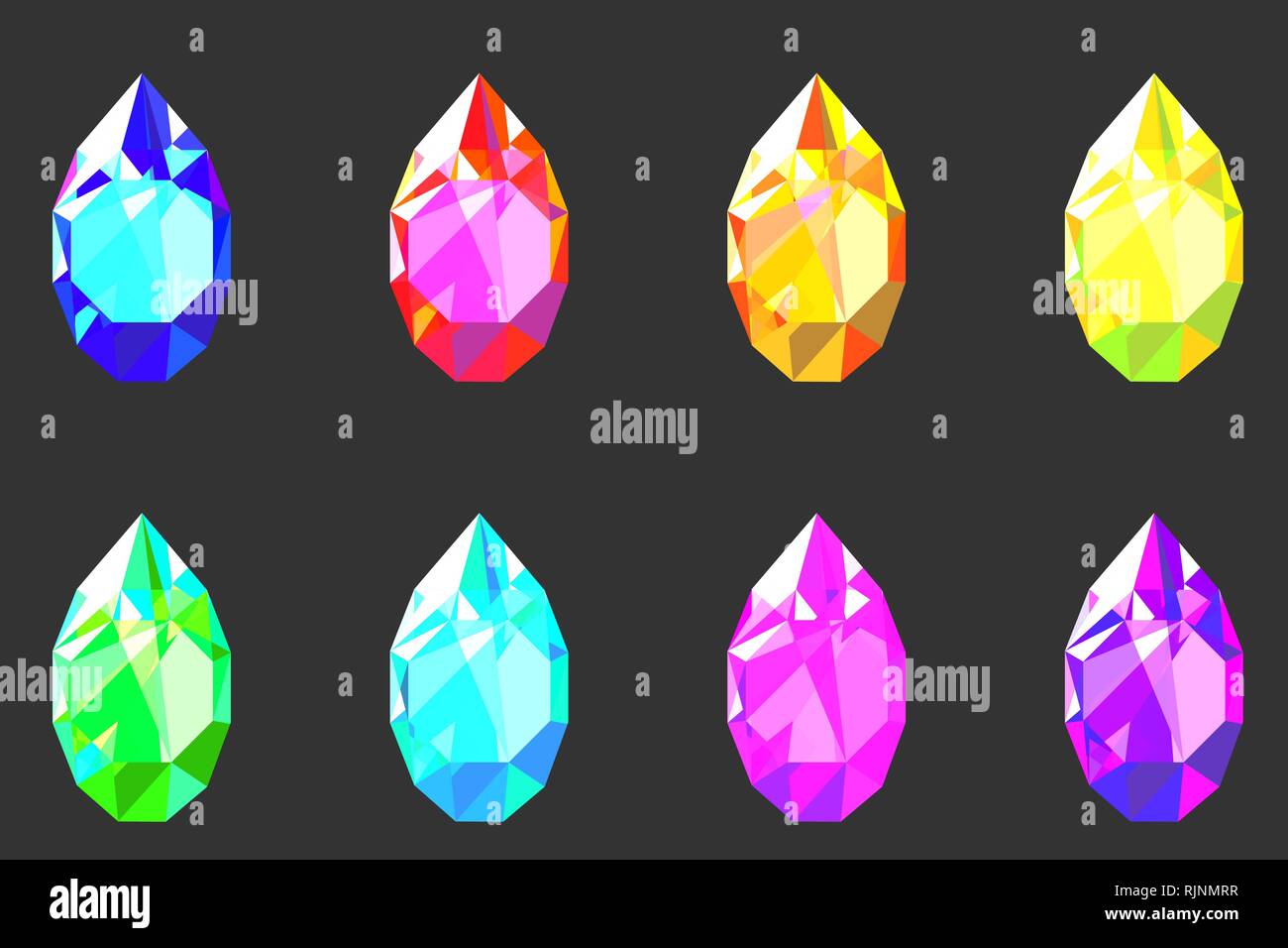 Conjunto de piedras en forma de gota de diferentes colores Ilustración del Vector