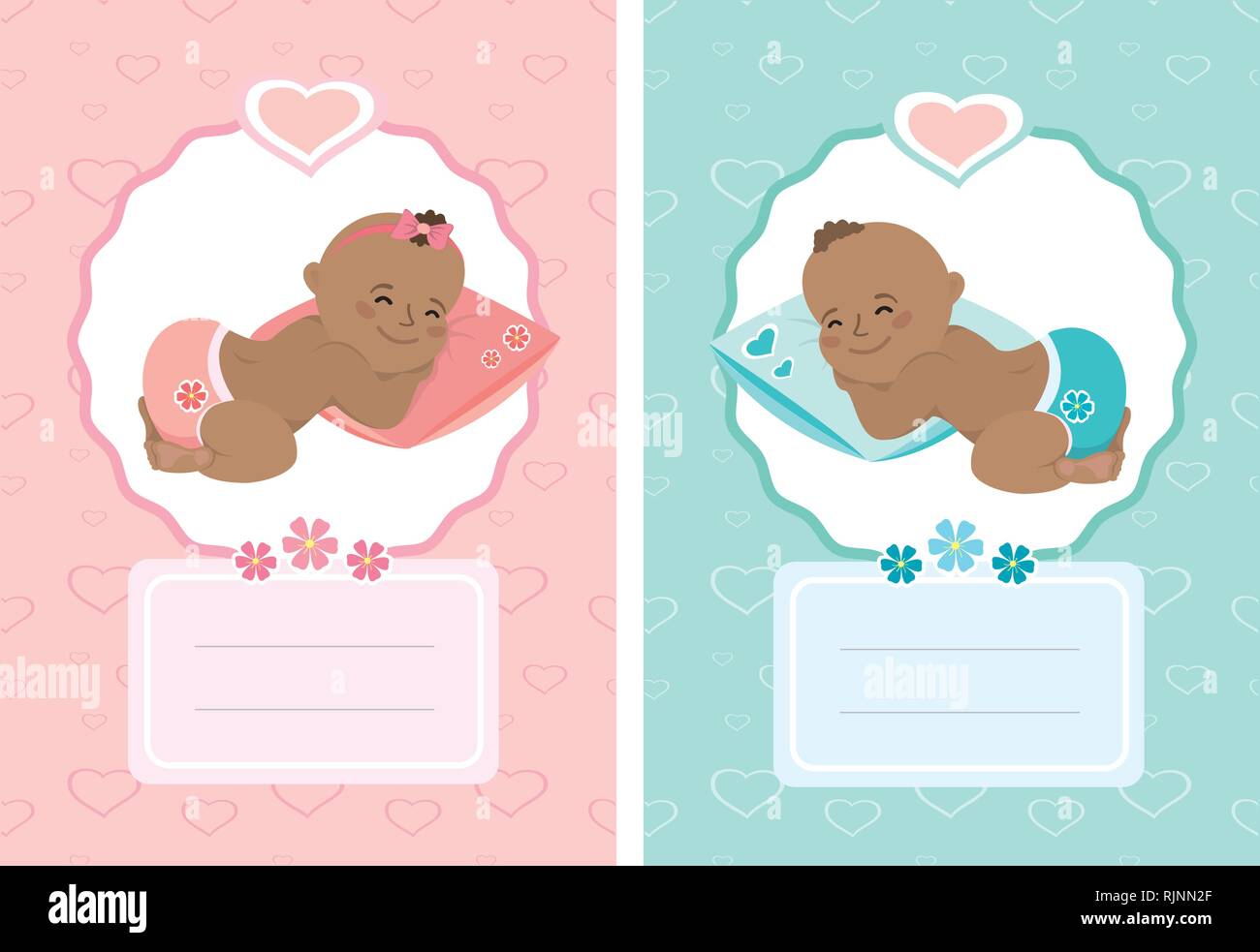 Bebe Nina Y Nino Tarjeta De Dibujos Animados Imagen Vector De Stock Alamy