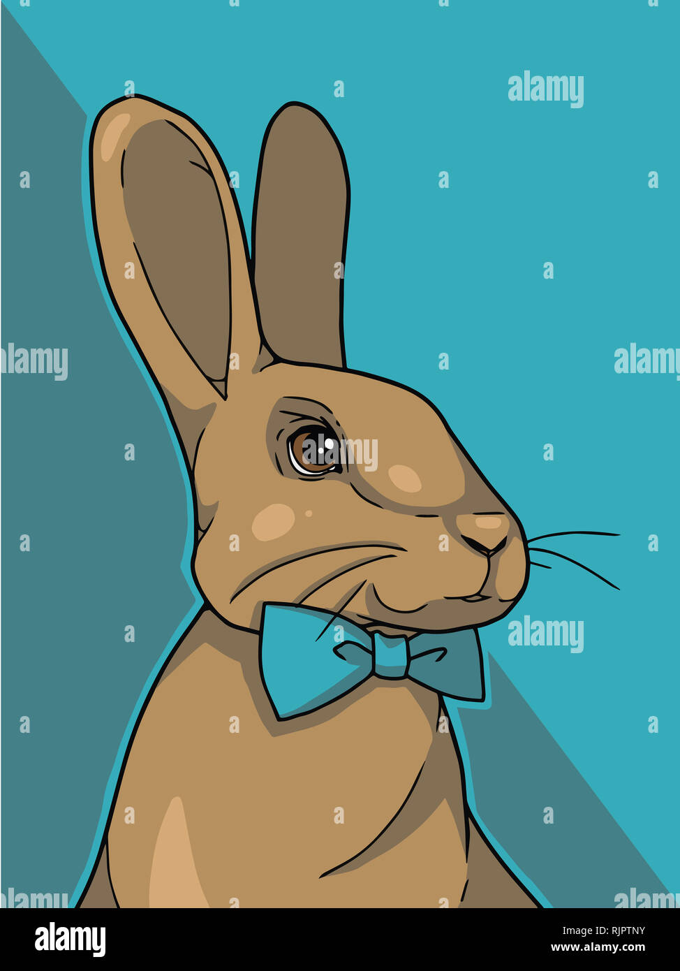 Gráfico ilustración vectorial de conejo marrón con verde azulado dibujo  pajarita Fotografía de stock - Alamy