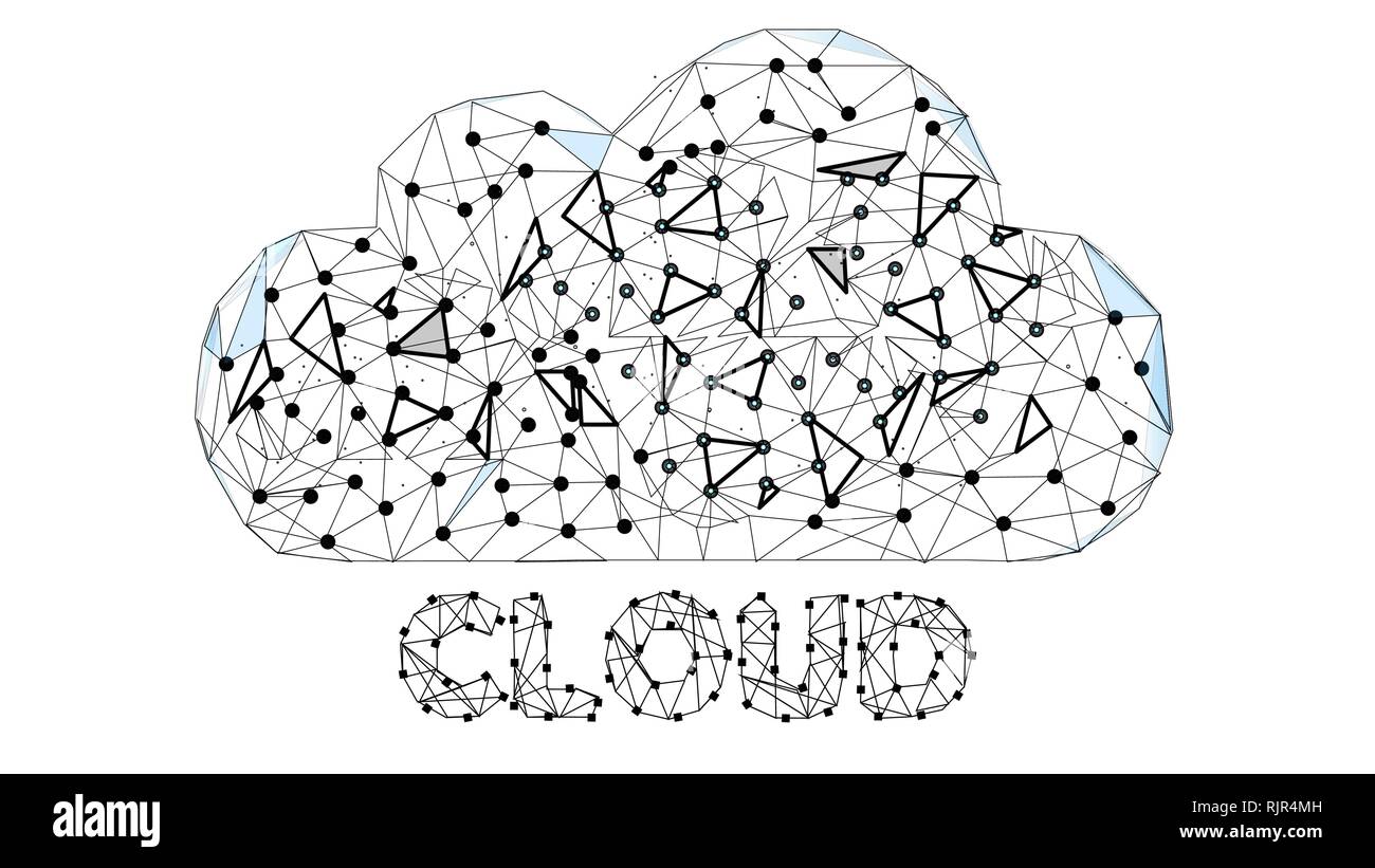 La tecnología de nube. Cloud Computing, Big Data o el concepto de Cloud Computing. Resumen Fondo Digital. Trama de almacenamiento cloud firmar en azul oscuro Ilustración del Vector