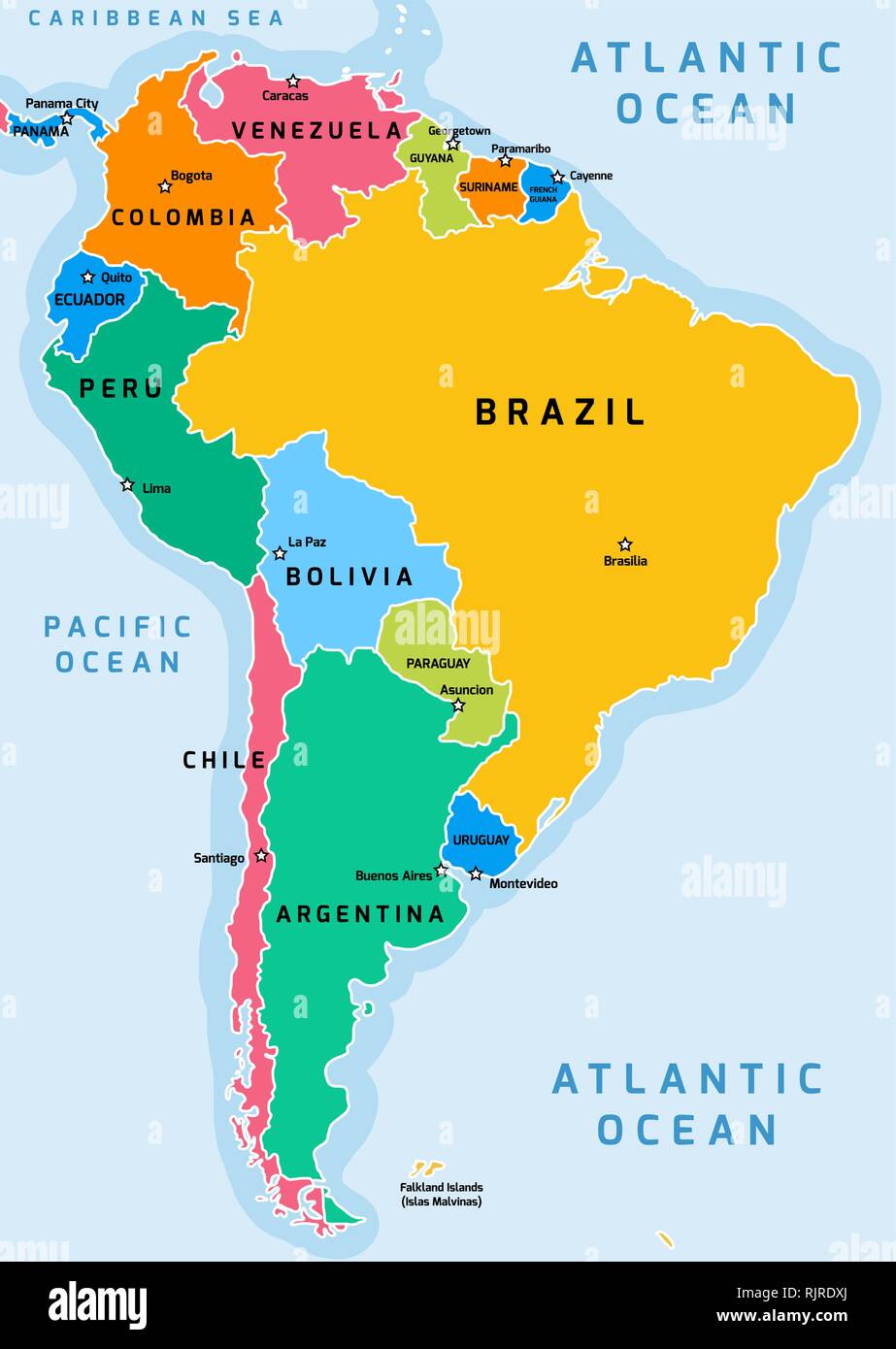 América del Sur la división política mapa ilustración vectorial Imagen Vector de stock Alamy