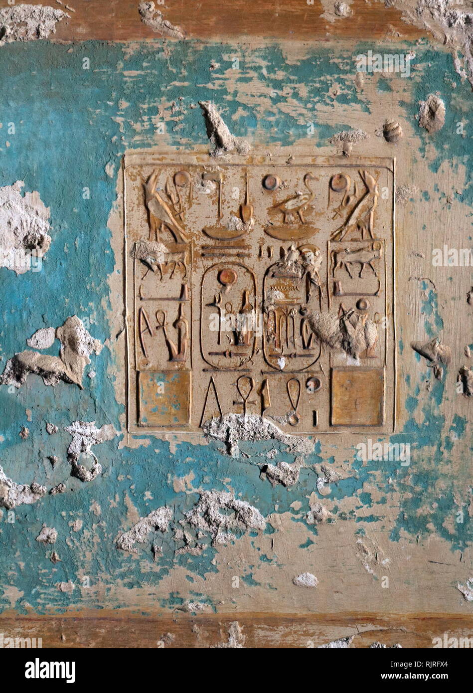 Abydos, una de las ciudades más antiguas del antiguo Egipto; textos jeroglíficos Foto de stock