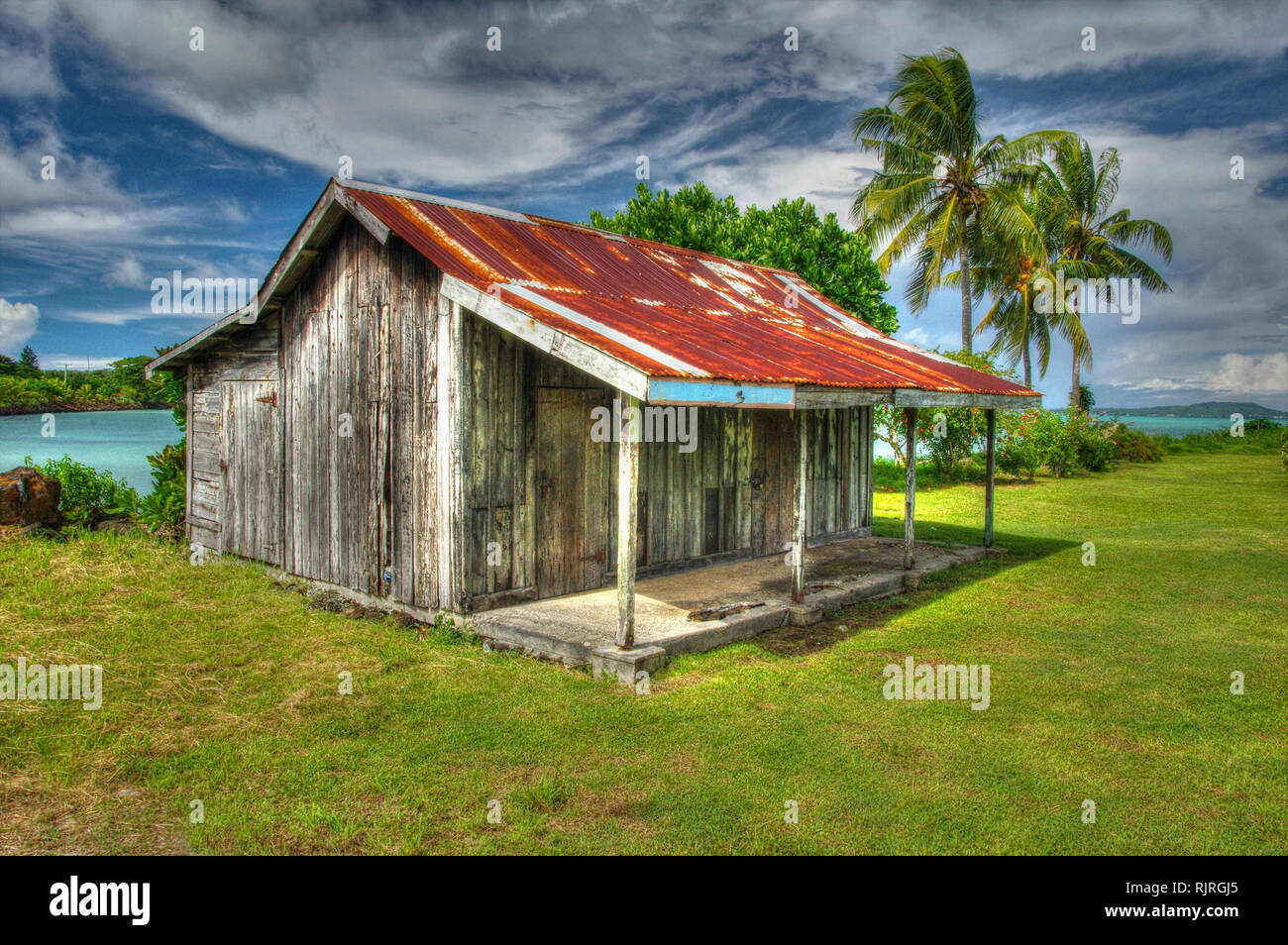 Soportó la barraca cerca Playa Lalomanu Samoa occidental Foto de stock