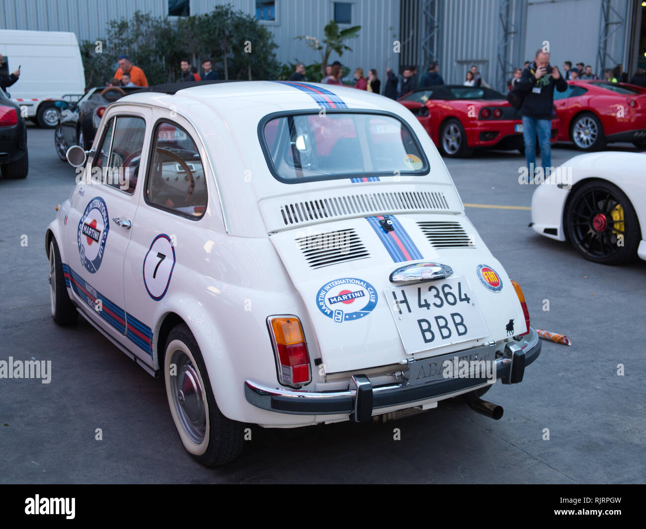 Fiat 500 Abarth Martini Racing. Retro Málaga 2019. España. Foto de stock