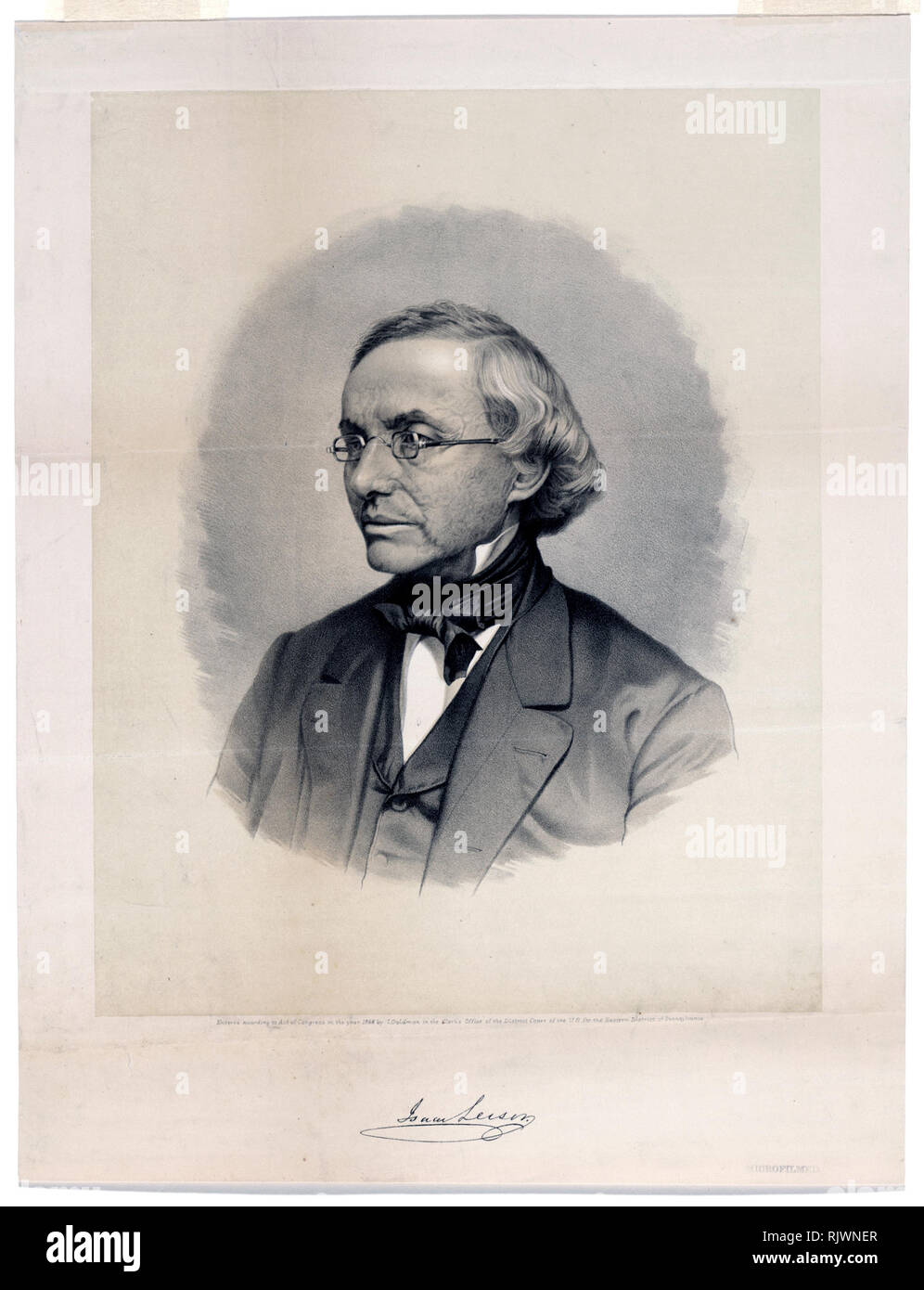 El Rabino Isaac Leeser (1806-1868), retrato de media longitud, perfil izquierdo. Foto de stock